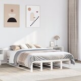 Maison Chic Posteljni okvir - Dvoposteljna postelja - Zakonska postelja brez vzmetnice bel 120x190 cm trdna borovina-J11163, (21767162) | Shoptok.si