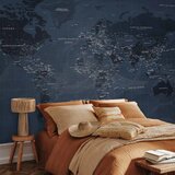  Foto tapeta - World map in blue - continents with inscriptions in English 343x256 Samoljepljiva | shoptok.hr