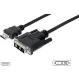 Digitus HDMI / DVI adapterski kabel HDMI-A vtič\, DVI-D 18+1-polni vtič 3.00 m črna AK-330300-030-S lahko se privije HDMI kabel, (20410775) Cene