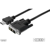 HDMI / DVI adapterski kabel HDMI-A vtič\, DVI-D 18+1-polni vtič 3.00 m črna AK-330300-030-S lahko se privije HDMI kabel, (20410775)