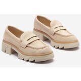 Resti Beige women's openwork moccasins on a solid sole Ejina - Footwear | Shoptok.si