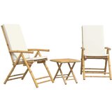  3-dijelni sklopivi bistro set s krem bijelim jastucima bambus | Eponuda.com
