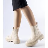 Gemre Beige ankle boots adorned with stitching Castella | Shoptok.si
