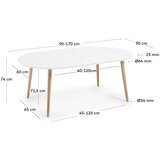 Kave Home Bijeli okrugao proširiv blagovaonski stol s bijelom pločom stola ø 90 cm Oqui – | shoptok.hr