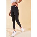XHAN Women's Black High Waist Corduroy Leggings | Shoptok.si