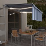 vidaXL Automatska tenda s roletom i senzorom LED 4 x 3 m plavo-bijela Cijene