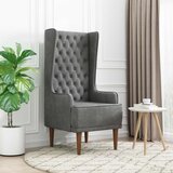  Stolica s visokim naslonom prošivena gumbima Tamnosiva Baršun | shoptok.hr