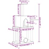  Penjalica za mačke sa stupovima za grebanje svjetlosiva 122 cm | Eponuda.com