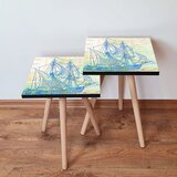 Hanah home 2Shp315 - Navy Blue Navy BlueGreenBeige Nesting Table (2 Pieces) | ePonuda.com