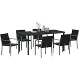  Vrtni set za objed 7 pcs Crna i Siva PE ratan | shoptok.hr