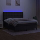 Box spring postelja z vzmetnico LED črna 160x200 cm blago, (20898870) | Shoptok.si