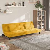 vidaXL Raztegljiv kavč dvosed z blazinama rumeno blago | Shoptok.si
