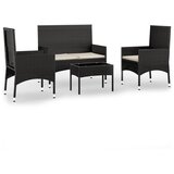 The Living Store Vrtna sedežna garnitura 4-delna z blazinami črn poli ratan - Vrtna Sedežna Garnitura, (21422503) | Shoptok.si