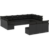  13-dijelni set vrtnih sofa s jastucima poliratan crni | shoptok.hr