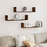 vidaXL Stenske police 3 kosi dimljeni hrast 80x18x18 cm inženirski les | Shoptok.si