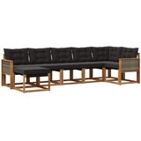 vidaXL Zunanja garnitura za sedenje z blazino 7 pcs Naravna in črna, (5000273253) | Shoptok.si