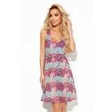 Numoco 377-1 Trapezoidal dress with a neckline - pink and blue MANDALE Cijene