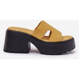 Boto Ladies Platform Slippers With A Chunky Heel Yellow Rizana | Shoptok.si