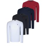 Dewberry QUADRUPLE SET T8588 ROUND NECK MEN'S SWEATSHIRT-BLACK-NAVY-WHITE-BURGUNDY | Shoptok.si