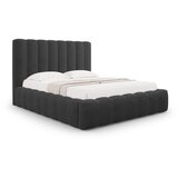 Micadoni Home Antracitno sivi tapecirani bračni krevet s prostorom za odlaganje s podnicom 200x200 cm Kelp – Cijene