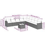  10-dijelni set vrtnih sofa s jastucima crni od poliratana | shoptok.hr