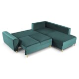 Cosmopolitan Design Petrolej zelena baršunasti sklopiva/s prostorom za odlaganje kutna garnitura (s desnim kutom/u obliku slova L) Kyoto – | shoptok.hr