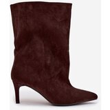 Boto Slip-on Women's Ankle Boots with Heel Chocolate Solvienne | Shoptok.si