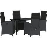 vidaXL Set za objedovanje u vrtu od 5 dijelova s jastucima Crni poli ratan, Vrtni stol Crni 140x80x73 cm Kaljeno staklo Cijene