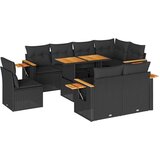 vidaXL 9-dijelni set vrtnih sofa s jastucima crni od poliratana bagrem | shoptok.hr