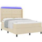  LED Box Spring Krevet s uzglavljem Krema 140 x 200 cm tkanina | shoptok.hr
