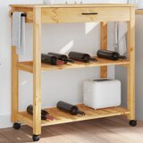 vidaXL Kuhinjski voziček MONZA 84x40x90 cm trdna borovina | Shoptok.si