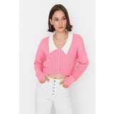Trendyol Pink Collar Detailed Knitwear Cardigan Cene