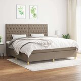  Krevet s oprugama i madracem smeđesivi 200x200 cm od tkanine | shoptok.hr