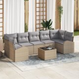vidaXL 8-delni vrtni sofa set z blazinami bež poli ratan | Shoptok.si