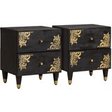 vidaXL Noćni ormar 2 pcs Crna 40 x 33 x 46 cm Čvrsto drvo manga Cijene