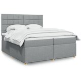 vidaXL Box spring postelja z vzmetnico svetlo siva 200x200 cm blago | Shoptok.si