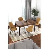 Hanah home trpezarijski set Via, sto na razvlačenje i 4 stolice, ploča u dekoru drveta Baroque, kapućino tkanina Jerry | Eponuda.com