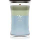 WoodWick Trilogy Verdant Woods dišeča sveča z lesenim stenjem 610 g Cene