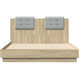  Okvir za krevet s uzglavljem boja hrasta 140x190 cm drveni | shoptok.hr