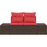  2-sedežni vrtni kavč z blazinami rjava poli ratan, (22015727) | Shoptok.si