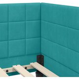  Kutni okvir kreveta s uzglavljem Tirkizna 90 cm x 200 cm Baršun | shoptok.hr