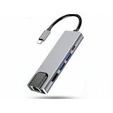 E-green adapter USB 3.1 Tip C (M) - HDMI+2X 3.0 USB + tip C + RJ45 (F) Cene
