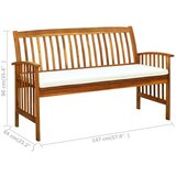 vidaXL Vrtna klupa s jastukom 147 cm od masivnog bagremovog drva | shoptok.hr