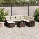  8-dijelni set vrtnih sofa s jastucima smeđi od poliratana | shoptok.hr
