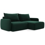 Makamii Temno zelena žametna raztegljiva/s prostorom za shranjevanje kotna sedežna garnitura (desni kot/z ležalnikom) Kalena – | Shoptok.si