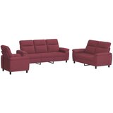  Set sofe 3 pcs Vinska crvena Tkanina - boja crnog vina 1-sjedalna + 2-sjedalna (120 cm) + 3-sjedalna | shoptok.hr