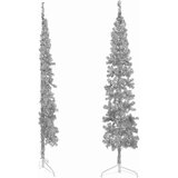  Tanka umjetna polovica božićnog drvca sa stalkom srebrna 210 cm | shoptok.hr