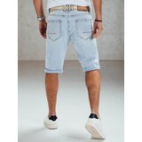 DStreet Spodenki męskie jeansowe niebieskie z paskiem | shoptok.hr