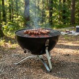 ProGarden / BBQ Collection prenosni žar na oglje s pokrovom Ø 37 cm – kromirana rešetka, ventilacija, črna | Shoptok.si