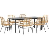 vidaXL Vrtni blagovaonski set od 7 dijelova smeđi poliratan staklo - Smeđa 200 x 100 x 74 cm 6 | shoptok.hr